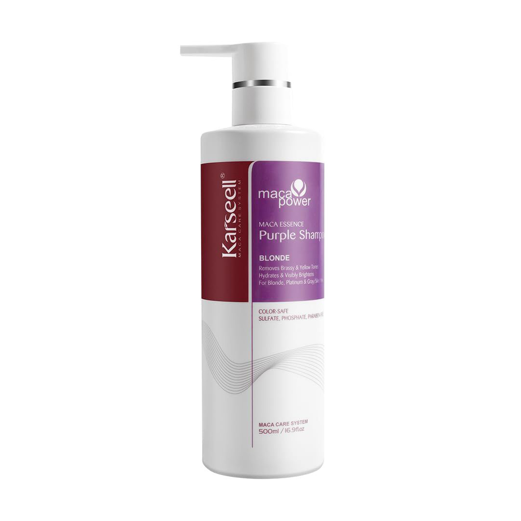 Шампунь Karseell Maca Power Maca Essence Purple Shampoo для нейтралізації жовтизни світлого волосся, 500 мл